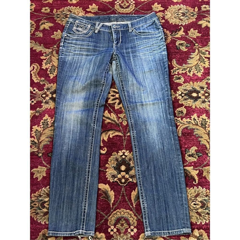 Seven7 White Washed Denim Jeans  Tapered Leg Size 8
